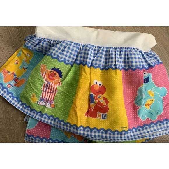 Sesame Street Other - Vintage SESAME STREET CRIB RUFFLE Standard 28" X 52" Baby Toddler Bed Elmo ERNIE